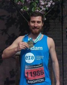 Adam Lee after crossing the finish line