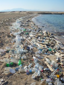 Plastic debris on the beach at Sharm el Naga, Red Sea, Egypt by Vberger