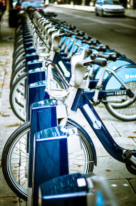 Bicycles for hire in London, by Mark Ramsay