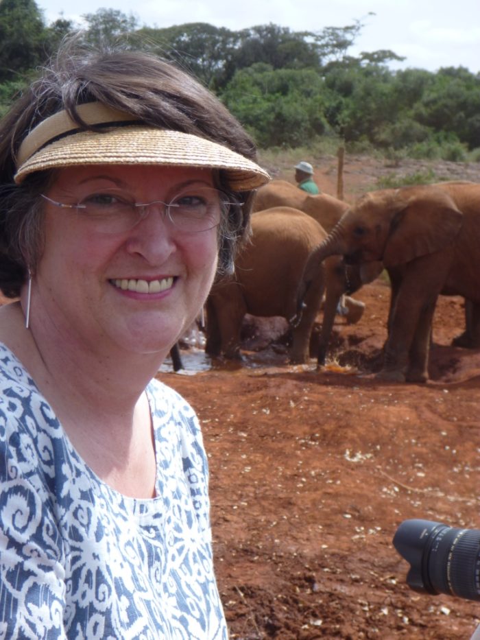 Catherine with elephants in Africa (c) Catherine Bearder