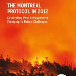 Front cover of our report entitled The Montreal Protocol in 2012: Celebrating Past Achievements Facing up to Future Challenges