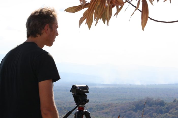 EIA investigator surveys land burning in Attapeu, Laos (c) EIA