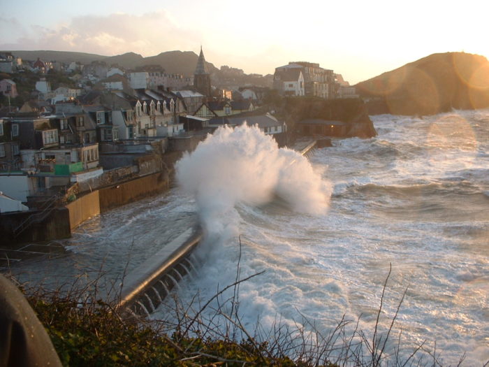 Waves crashing on Cheyne Beach, Ilfracombe, England, in 2014, by Frank Pearson