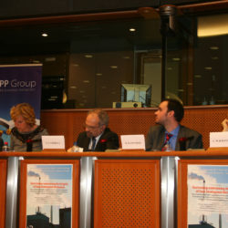 Environmental Investigation Agency' staff in an European Parliament table