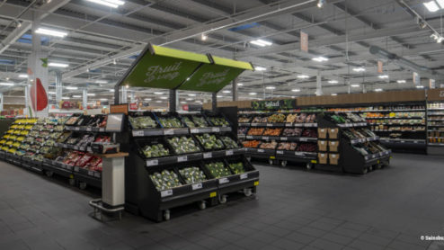 Several shop aisles in a Sainsbury's store