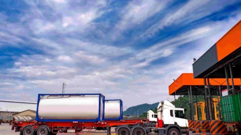 Truck transporting industrial gases